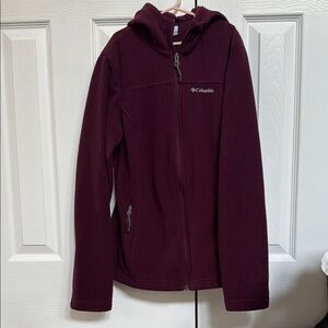 Columbia Hooded Women’s' Burgundy Fleece Jacket Size Size Xs
